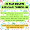 Biblical Preschool Curriculum, 2-5 year olds, 36 weeks of Worksheets & Activities, Math, Coloring, Alphabet, Bible Lessons